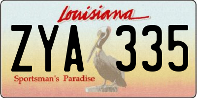 LA license plate ZYA335