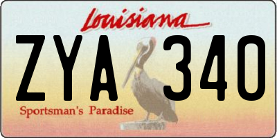 LA license plate ZYA340