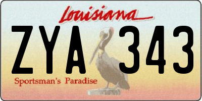 LA license plate ZYA343