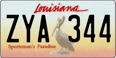 LA license plate ZYA344