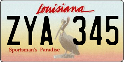 LA license plate ZYA345