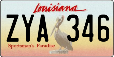 LA license plate ZYA346