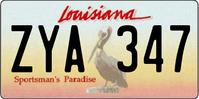 LA license plate ZYA347