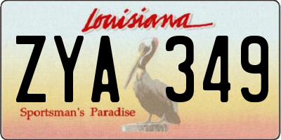 LA license plate ZYA349