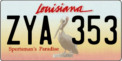 LA license plate ZYA353