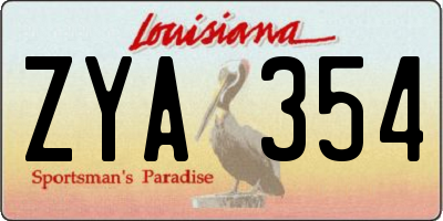 LA license plate ZYA354