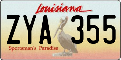 LA license plate ZYA355