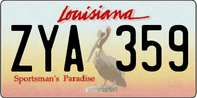 LA license plate ZYA359
