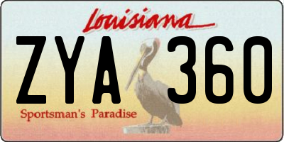 LA license plate ZYA360