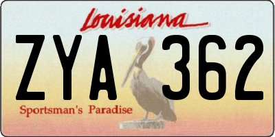 LA license plate ZYA362