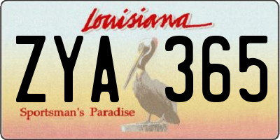 LA license plate ZYA365