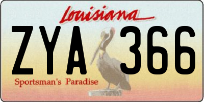 LA license plate ZYA366