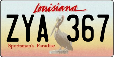 LA license plate ZYA367