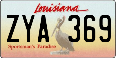 LA license plate ZYA369