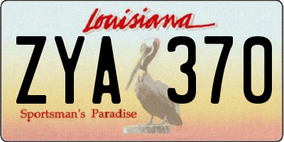 LA license plate ZYA370