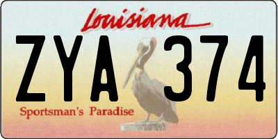 LA license plate ZYA374