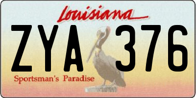 LA license plate ZYA376