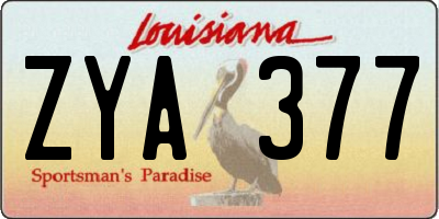 LA license plate ZYA377