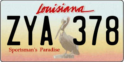 LA license plate ZYA378