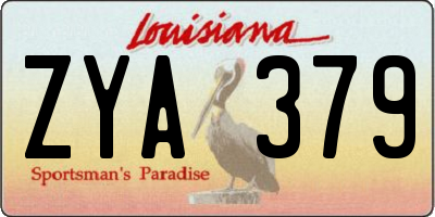 LA license plate ZYA379