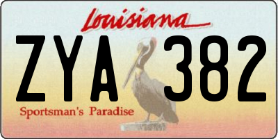 LA license plate ZYA382