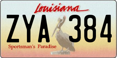 LA license plate ZYA384