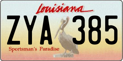 LA license plate ZYA385