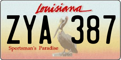 LA license plate ZYA387