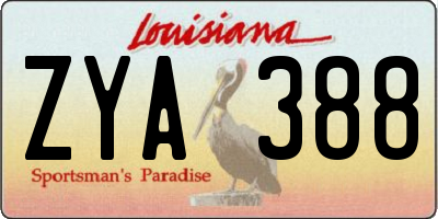 LA license plate ZYA388