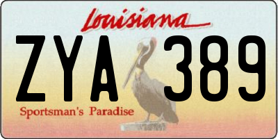 LA license plate ZYA389