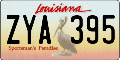 LA license plate ZYA395