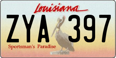LA license plate ZYA397