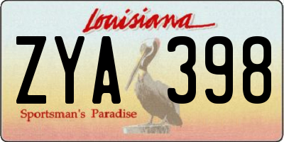 LA license plate ZYA398