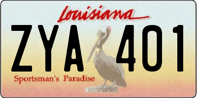 LA license plate ZYA401
