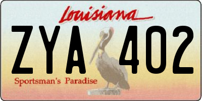 LA license plate ZYA402