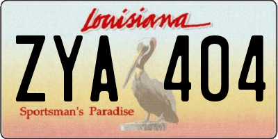 LA license plate ZYA404