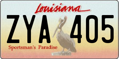 LA license plate ZYA405