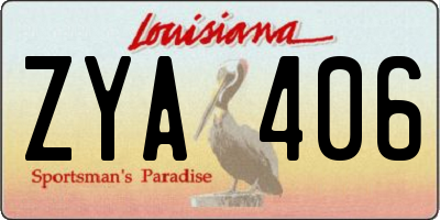 LA license plate ZYA406