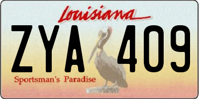 LA license plate ZYA409