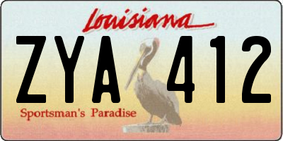 LA license plate ZYA412