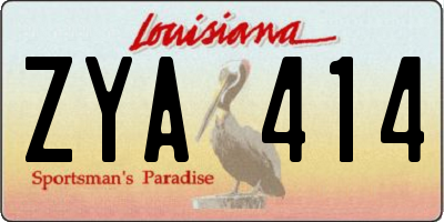 LA license plate ZYA414