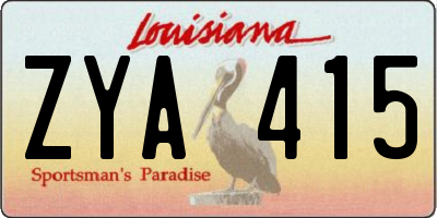 LA license plate ZYA415