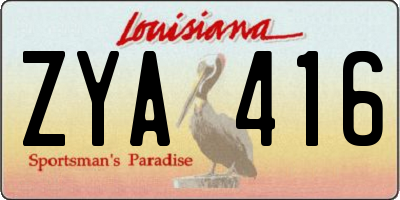 LA license plate ZYA416
