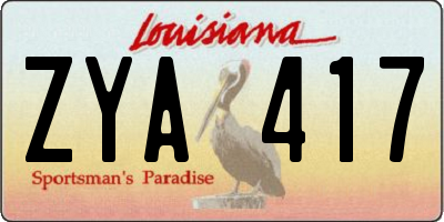 LA license plate ZYA417