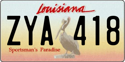 LA license plate ZYA418