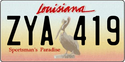 LA license plate ZYA419