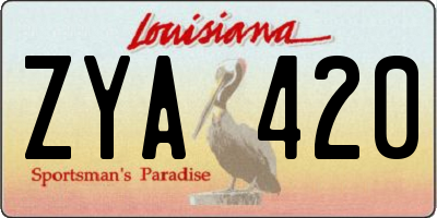 LA license plate ZYA420