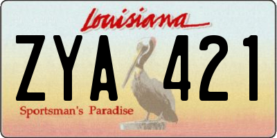 LA license plate ZYA421