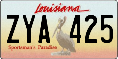 LA license plate ZYA425