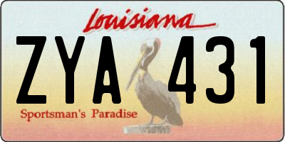 LA license plate ZYA431